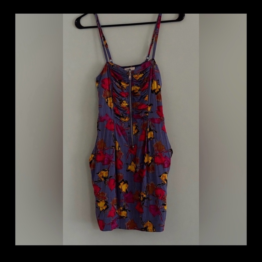 Ya Artsy Unique Purple Floral Y2K Pretty Mini Dress Pockets Women’s Size S Small